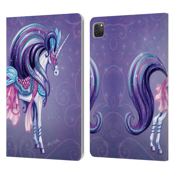 Rose Khan Unicorns White And Purple Leather Book Wallet Case Cover For Apple iPad Pro 11 2020 / 2021 / 2022