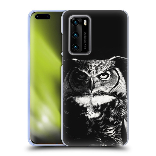 Stanley Morrison Black And White Great Horned Owl Soft Gel Case for Huawei P40 5G