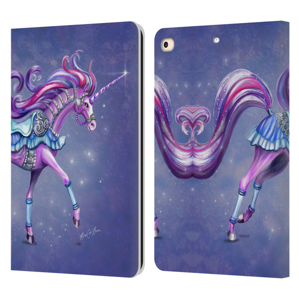 Rose Khan Unicorns Purple Carousel Horse Leather Book Wallet Case Cover For Apple iPad 9.7 2017 / iPad 9.7 2018