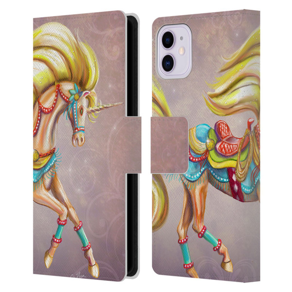 Rose Khan Unicorns Western Palomino Leather Book Wallet Case Cover For Apple iPhone 11