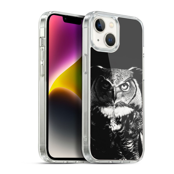 Stanley Morrison Black And White Great Horned Owl Soft Gel Case for Apple iPhone 14