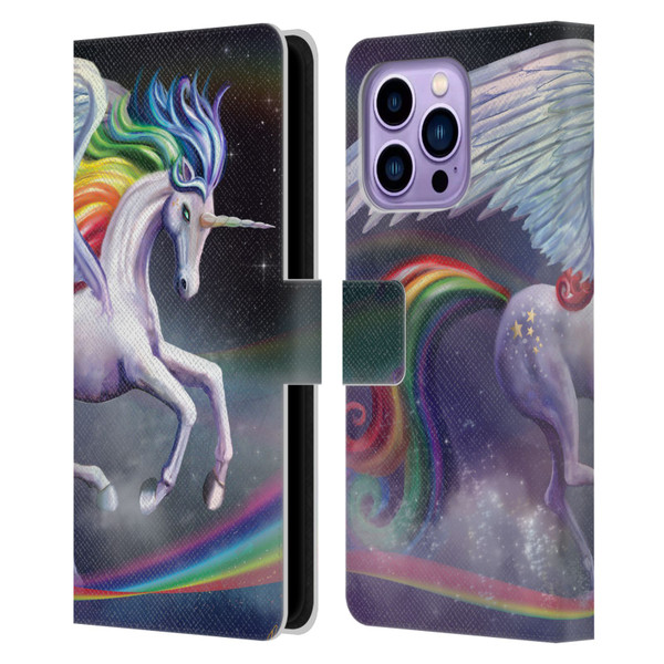 Rose Khan Unicorns Rainbow Dancer Leather Book Wallet Case Cover For Apple iPhone 14 Pro Max