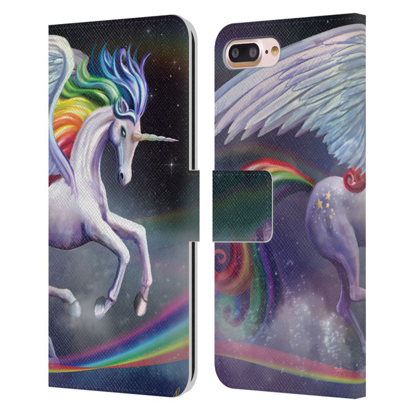 Rose Khan Unicorns Rainbow Dancer Leather Book Wallet Case Cover For Apple iPhone 7 Plus / iPhone 8 Plus