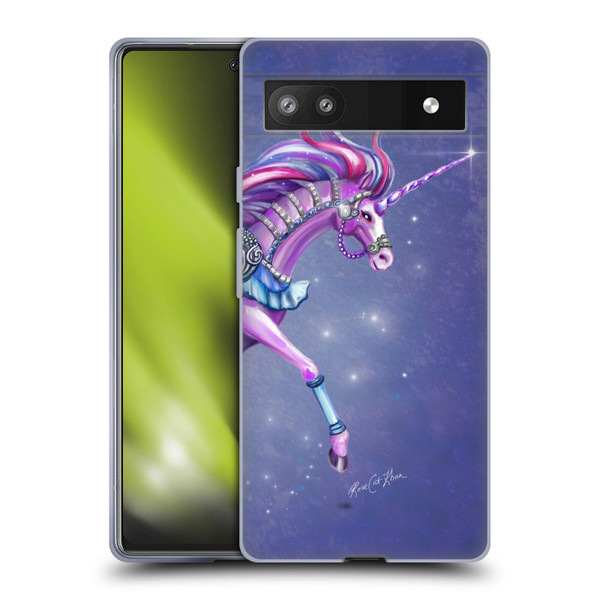 Rose Khan Unicorns Purple Carousel Horse Soft Gel Case for Google Pixel 6a