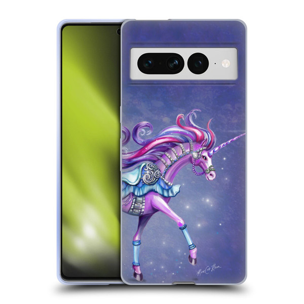 Rose Khan Unicorns Purple Carousel Horse Soft Gel Case for Google Pixel 7 Pro