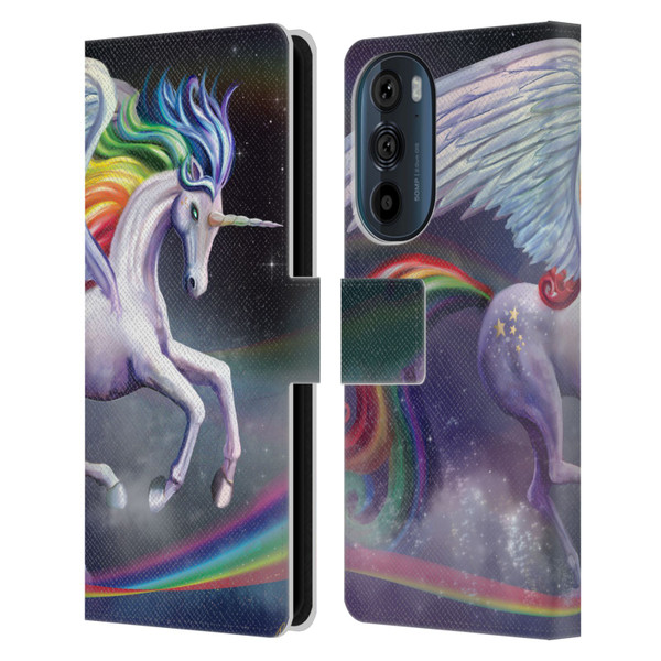 Rose Khan Unicorns Rainbow Dancer Leather Book Wallet Case Cover For Motorola Edge 30