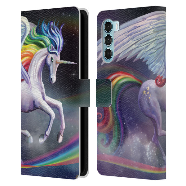 Rose Khan Unicorns Rainbow Dancer Leather Book Wallet Case Cover For Motorola Edge S30 / Moto G200 5G