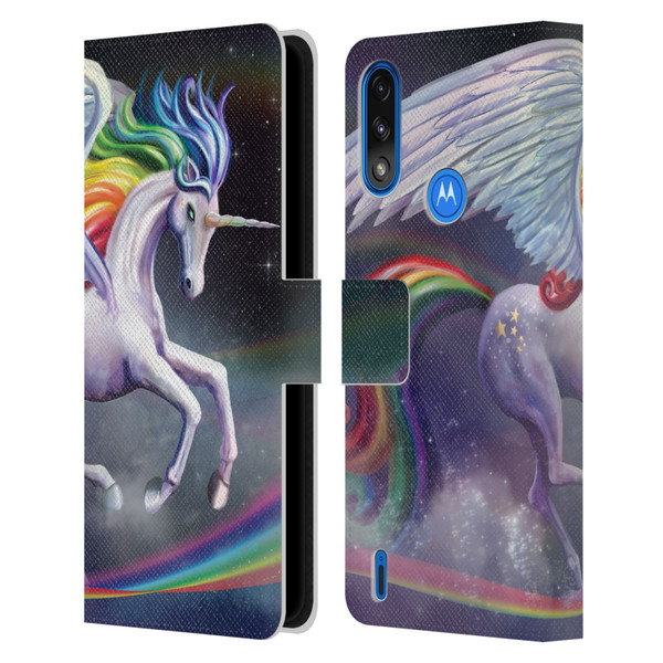 Rose Khan Unicorns Rainbow Dancer Leather Book Wallet Case Cover For Motorola Moto E7 Power / Moto E7i Power