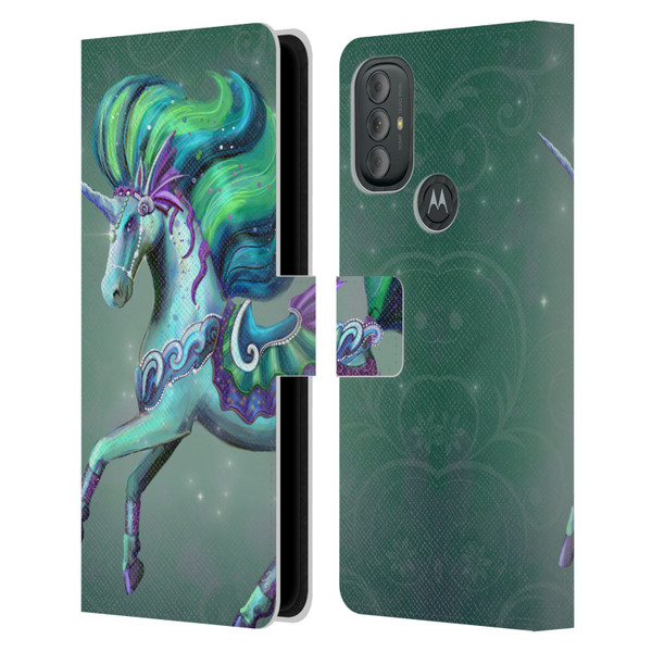Rose Khan Unicorns Sea Green Leather Book Wallet Case Cover For Motorola Moto G10 / Moto G20 / Moto G30