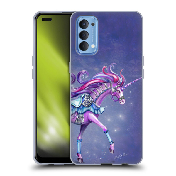 Rose Khan Unicorns Purple Carousel Horse Soft Gel Case for OPPO Reno 4 5G