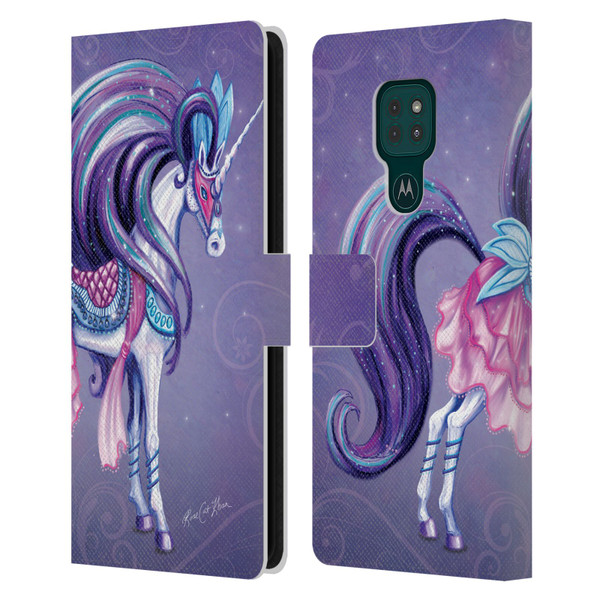 Rose Khan Unicorns White And Purple Leather Book Wallet Case Cover For Motorola Moto G9 Play