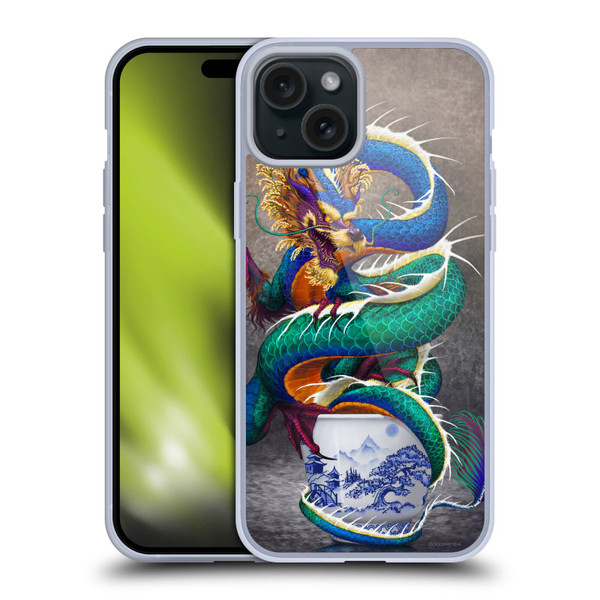 Stanley Morrison Dragons Asian Sake Drink Soft Gel Case for Apple iPhone 15 Plus