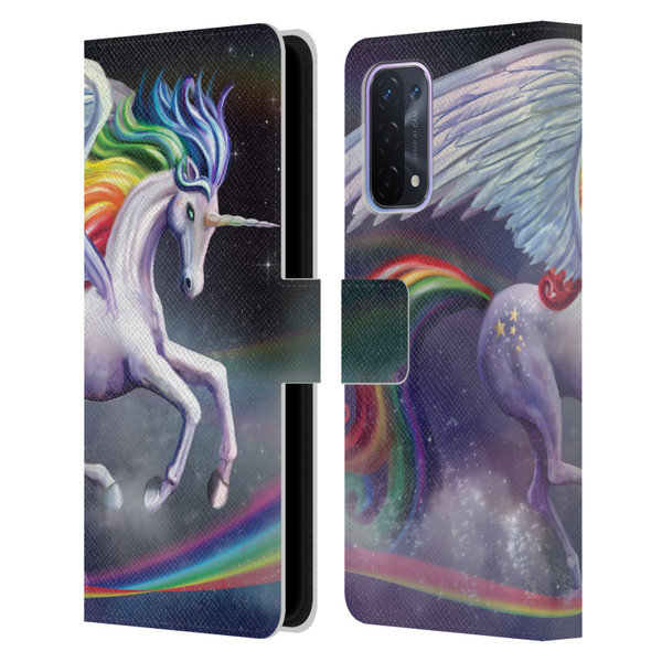 Rose Khan Unicorns Rainbow Dancer Leather Book Wallet Case Cover For OPPO A54 5G