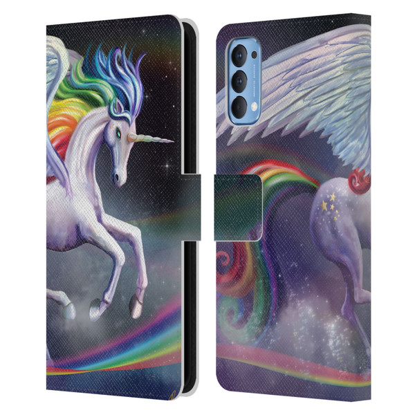 Rose Khan Unicorns Rainbow Dancer Leather Book Wallet Case Cover For OPPO Reno 4 5G