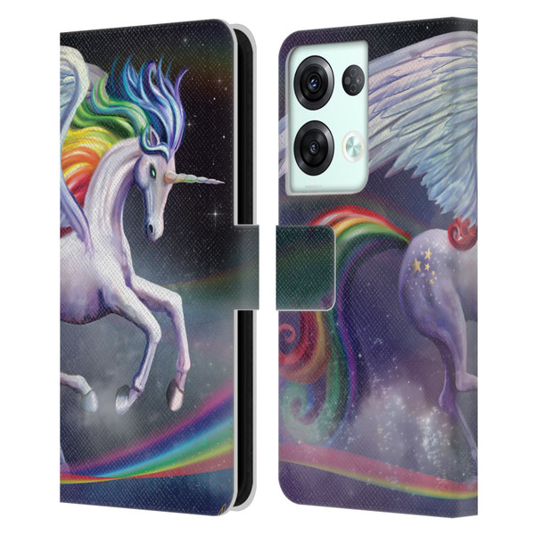 Rose Khan Unicorns Rainbow Dancer Leather Book Wallet Case Cover For OPPO Reno8 Pro