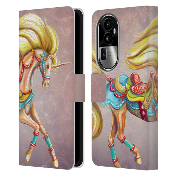 Rose Khan Unicorns Western Palomino Leather Book Wallet Case Cover For OPPO Reno10 Pro+