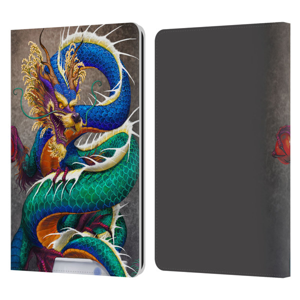 Stanley Morrison Dragons Asian Sake Drink Leather Book Wallet Case Cover For Amazon Kindle Paperwhite 1 / 2 / 3