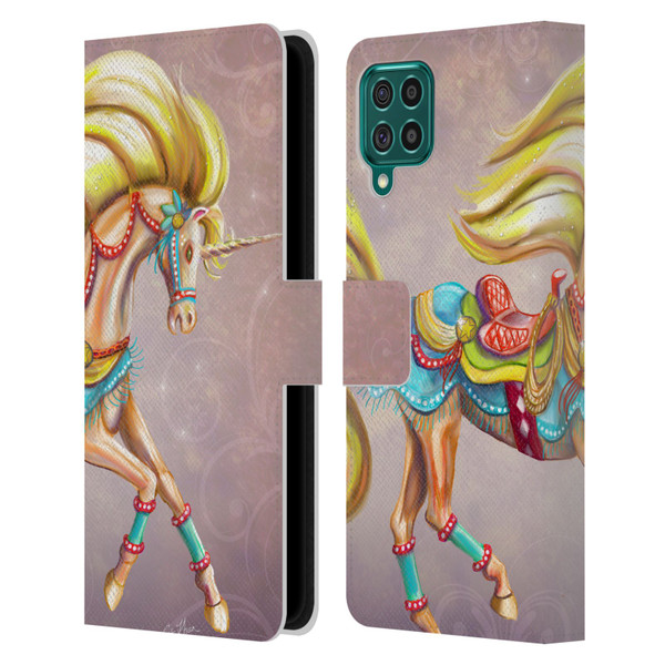 Rose Khan Unicorns Western Palomino Leather Book Wallet Case Cover For Samsung Galaxy F62 (2021)