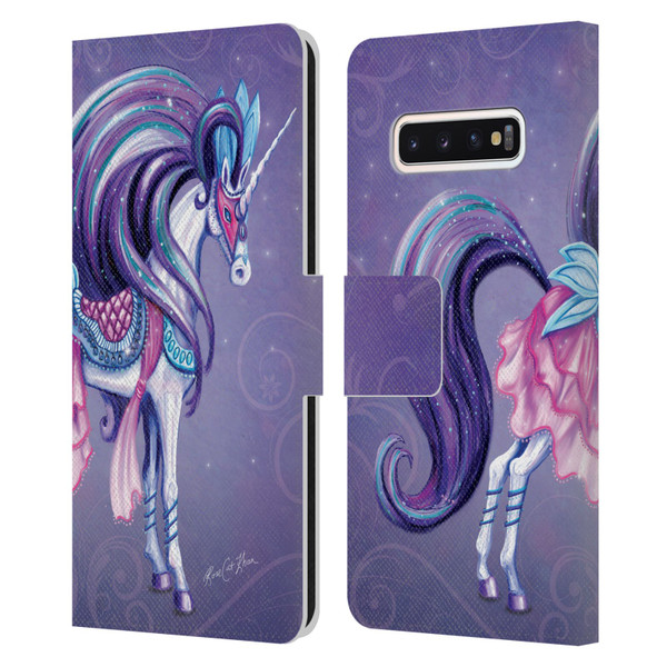 Rose Khan Unicorns White And Purple Leather Book Wallet Case Cover For Samsung Galaxy S10