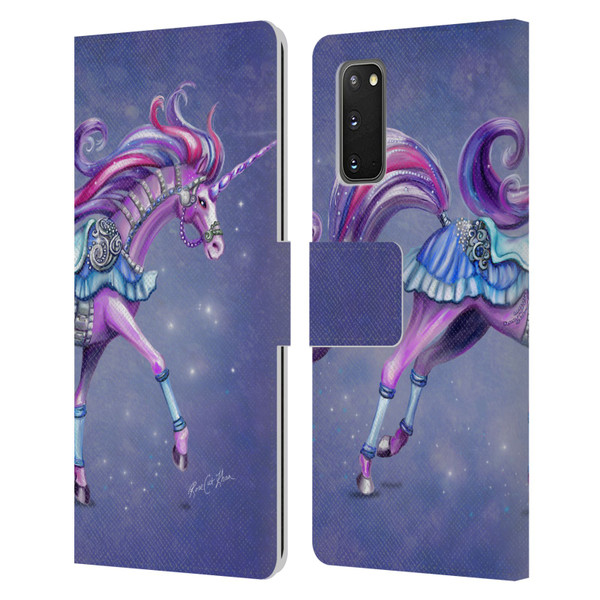 Rose Khan Unicorns Purple Carousel Horse Leather Book Wallet Case Cover For Samsung Galaxy S20 / S20 5G
