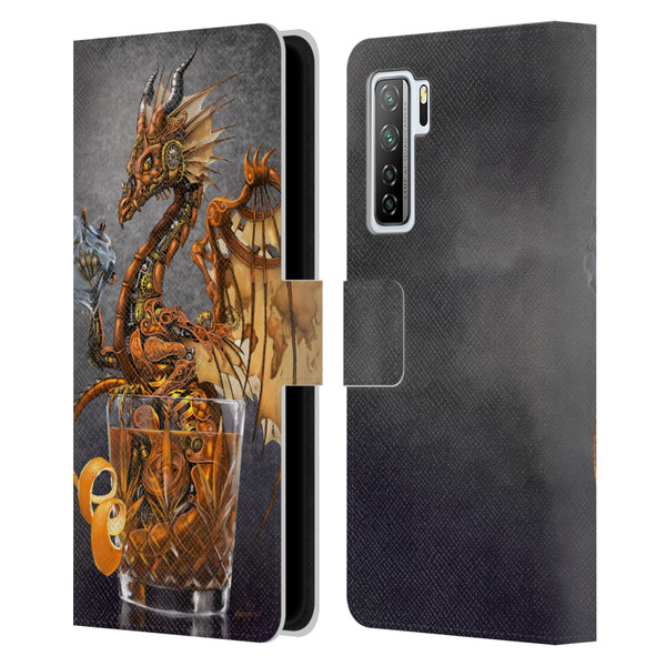 Stanley Morrison Dragons Gold Steampunk Drink Leather Book Wallet Case Cover For Huawei Nova 7 SE/P40 Lite 5G