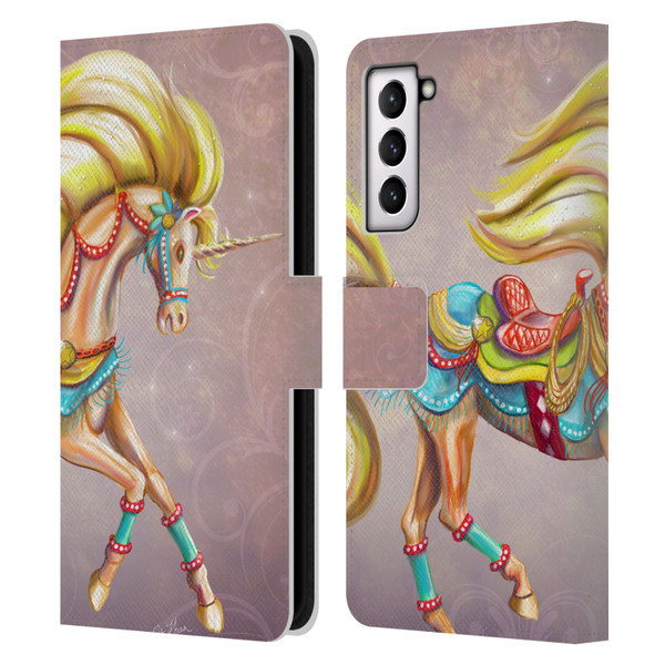 Rose Khan Unicorns Western Palomino Leather Book Wallet Case Cover For Samsung Galaxy S21 5G