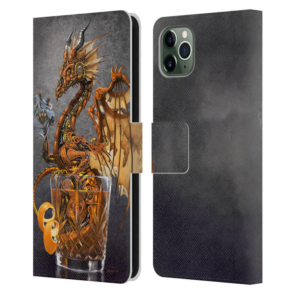 Stanley Morrison Dragons Gold Steampunk Drink Leather Book Wallet Case Cover For Apple iPhone 11 Pro Max