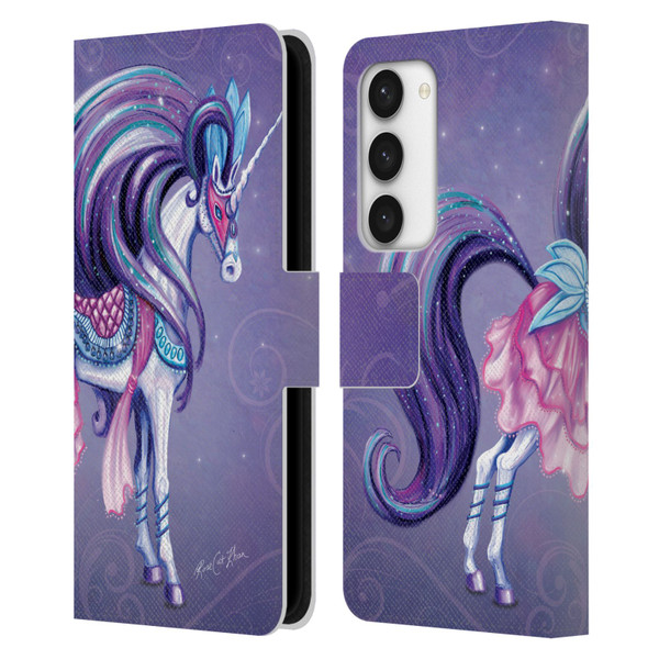 Rose Khan Unicorns White And Purple Leather Book Wallet Case Cover For Samsung Galaxy S23 5G