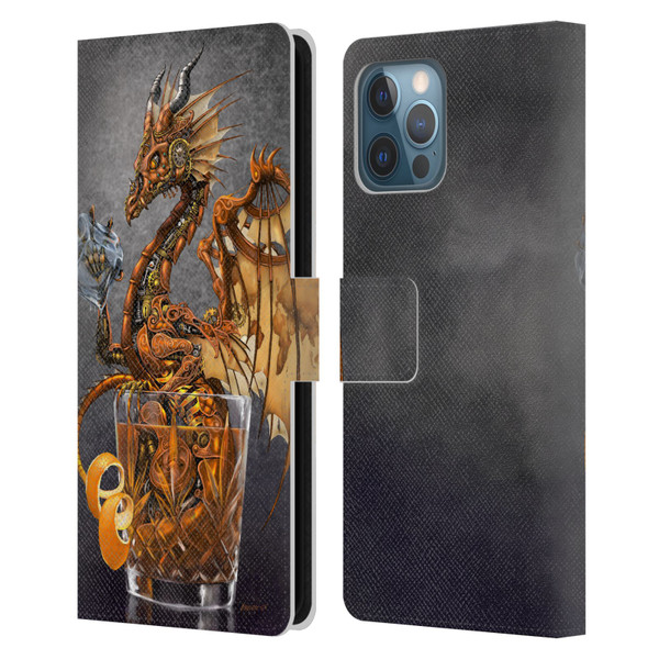 Stanley Morrison Dragons Gold Steampunk Drink Leather Book Wallet Case Cover For Apple iPhone 12 Pro Max
