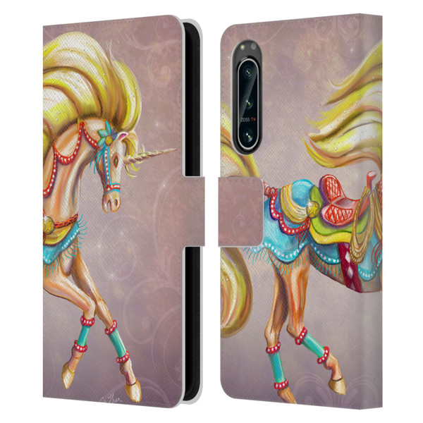 Rose Khan Unicorns Western Palomino Leather Book Wallet Case Cover For Sony Xperia 5 IV