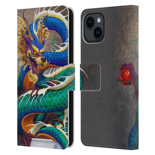 Stanley Morrison Dragons Asian Sake Drink Leather Book Wallet Case Cover For Apple iPhone 15