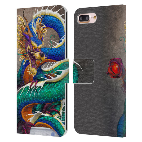 Stanley Morrison Dragons Asian Sake Drink Leather Book Wallet Case Cover For Apple iPhone 7 Plus / iPhone 8 Plus