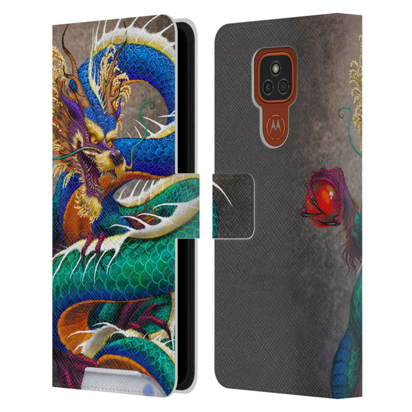 Stanley Morrison Dragons Asian Sake Drink Leather Book Wallet Case Cover For Motorola Moto E7 Plus