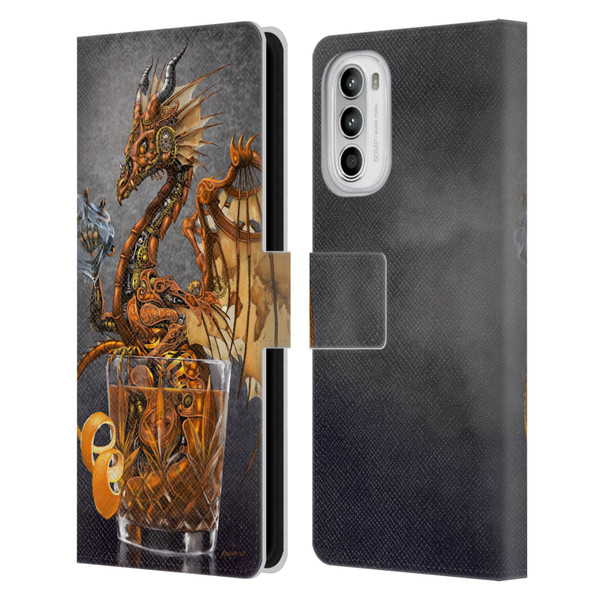 Stanley Morrison Dragons Gold Steampunk Drink Leather Book Wallet Case Cover For Motorola Moto G52