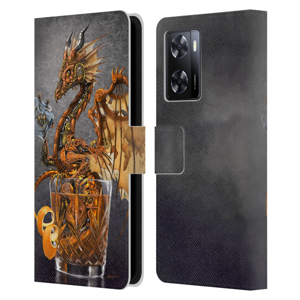 Stanley Morrison Dragons Gold Steampunk Drink Leather Book Wallet Case Cover For OPPO A57s
