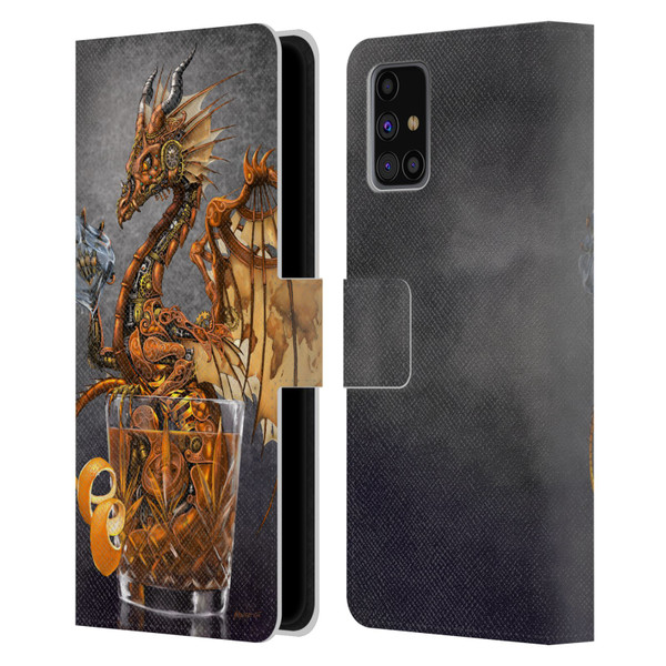 Stanley Morrison Dragons Gold Steampunk Drink Leather Book Wallet Case Cover For Samsung Galaxy M31s (2020)
