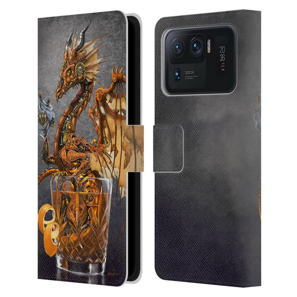 Stanley Morrison Dragons Gold Steampunk Drink Leather Book Wallet Case Cover For Xiaomi Mi 11 Ultra