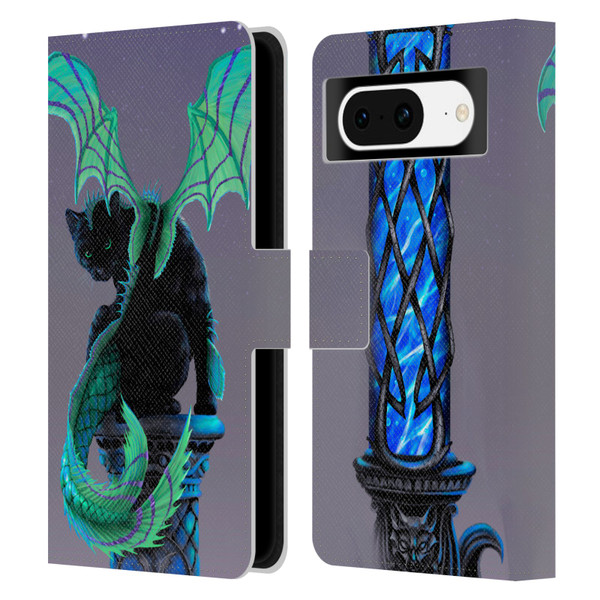Stanley Morrison Dragons 2 Gothic Winged Cat Leather Book Wallet Case Cover For Google Pixel 8