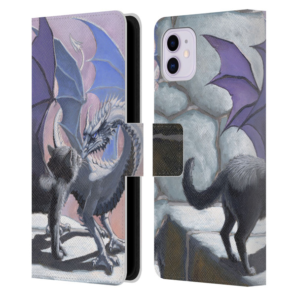 Stanley Morrison Dragons 2 Black Winged Cat Leather Book Wallet Case Cover For Apple iPhone 11