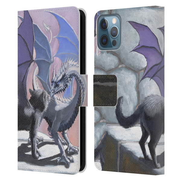 Stanley Morrison Dragons 2 Black Winged Cat Leather Book Wallet Case Cover For Apple iPhone 12 / iPhone 12 Pro