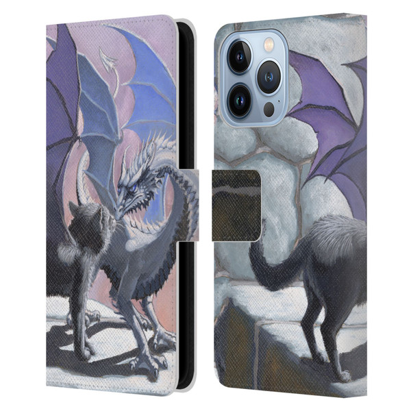 Stanley Morrison Dragons 2 Black Winged Cat Leather Book Wallet Case Cover For Apple iPhone 13 Pro