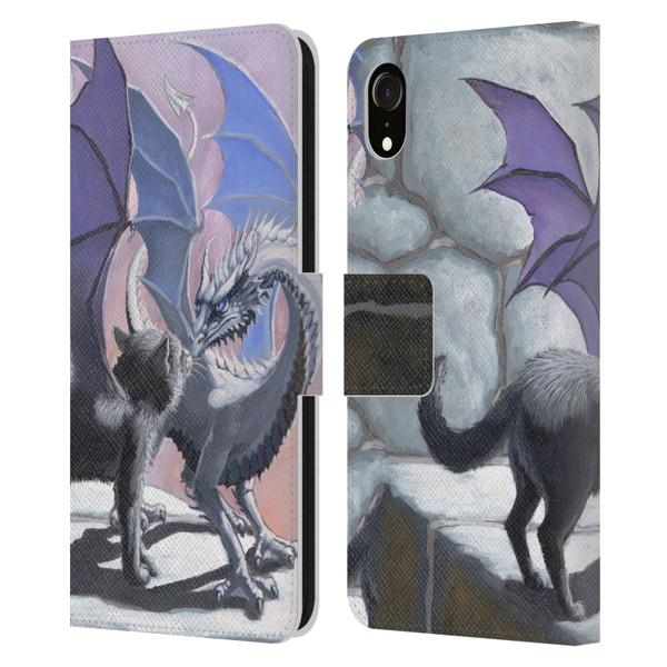 Stanley Morrison Dragons 2 Black Winged Cat Leather Book Wallet Case Cover For Apple iPhone XR