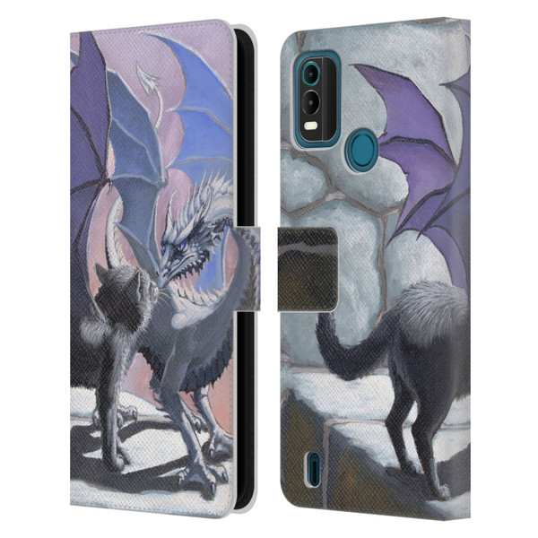 Stanley Morrison Dragons 2 Black Winged Cat Leather Book Wallet Case Cover For Nokia G11 Plus