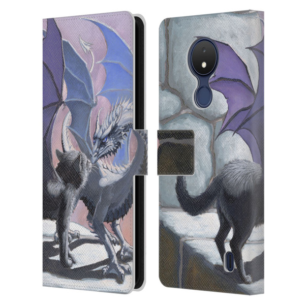 Stanley Morrison Dragons 2 Black Winged Cat Leather Book Wallet Case Cover For Nokia C21