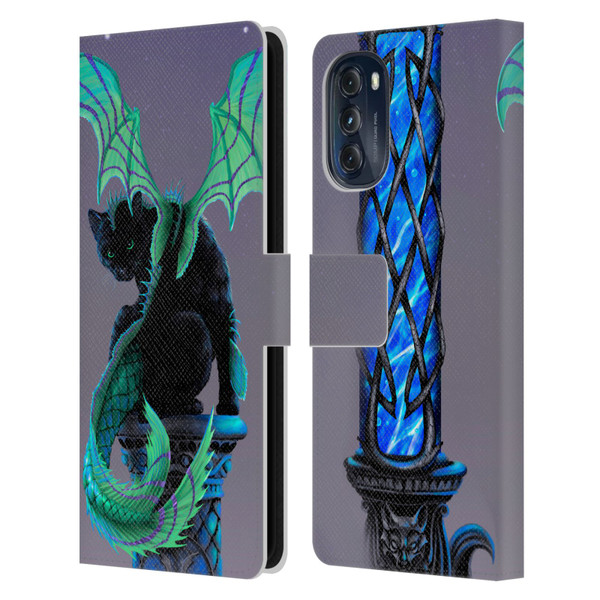 Stanley Morrison Dragons 2 Gothic Winged Cat Leather Book Wallet Case Cover For Motorola Moto G (2022)