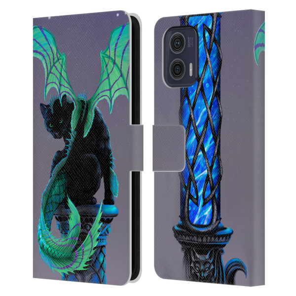 Stanley Morrison Dragons 2 Gothic Winged Cat Leather Book Wallet Case Cover For Motorola Moto G73 5G
