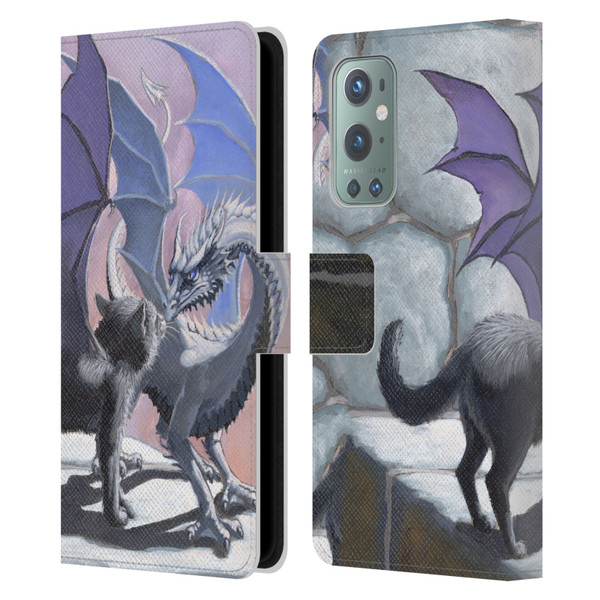 Stanley Morrison Dragons 2 Black Winged Cat Leather Book Wallet Case Cover For OnePlus 9