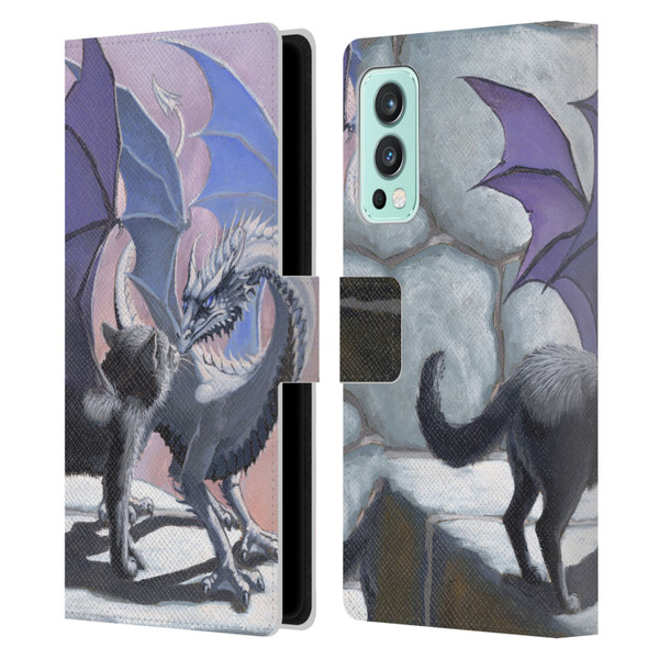 Stanley Morrison Dragons 2 Black Winged Cat Leather Book Wallet Case Cover For OnePlus Nord 2 5G