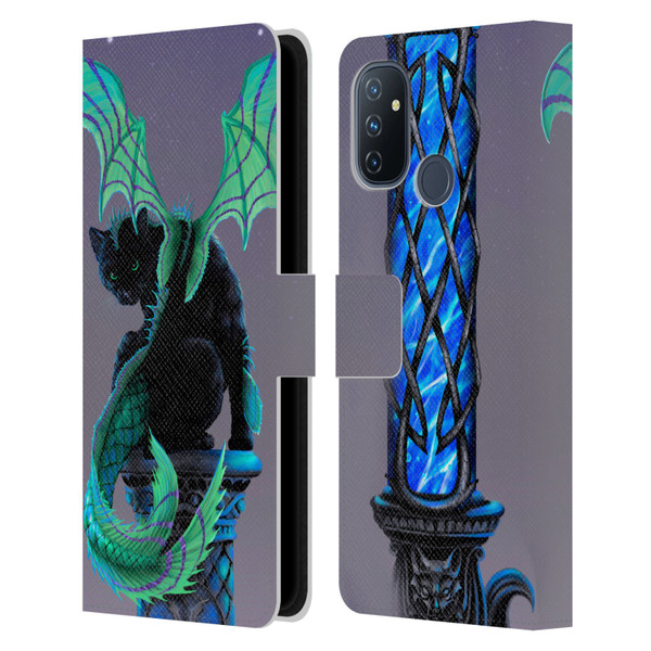 Stanley Morrison Dragons 2 Gothic Winged Cat Leather Book Wallet Case Cover For OnePlus Nord N100