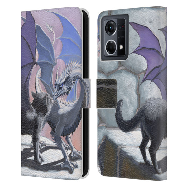 Stanley Morrison Dragons 2 Black Winged Cat Leather Book Wallet Case Cover For OPPO Reno8 4G